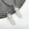 Ciondolo in cristallo quarzo esagonale naturale collana accessori di gioielli donna. - Cristallo di rocca