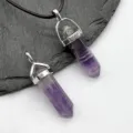 Ciondolo Collana Colonna Esagonale Cristallo Ametista Naturale Moda Gioielli Regalo - Ametista