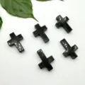 Natuurlijk kristal halfedelsteen kruis hanger horizontaal gat DIY sieraden accessoires - 30*22*6mm Kruis Hanger / 1 st. Rhyoliet steen