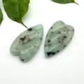 Natural green crystal heart stone pendant detail, polished mineral cabochon for DIY jewelry. - 40*22*7mm Large Love Heart Pendant / Tianshan Blue Stone (1 Piece)