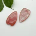 Natural pink crystal heart pendant, polished gemstone DIY jewelry making material detail. - 40*22*7mm Large Love Heart Pendant / Synthetic Watermelon Red - 1 Piece
