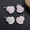 Ciondolo conchiglia intagliato in cristallo di quarzo rosa naturale collana gioiello 20mm - 20mm / Perla di Quarzo Rosa