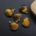 Pendente conchiglia in occhio di tigre pietra naturale cristallo collana accessori - 20mm / Perla Occhio di Tigre