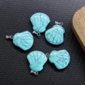 Ciondolo conchiglia intagliata in pietra turchese accessori per collana gioielli fai da te - 20mm / Una pietra di turchese