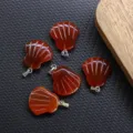 Natürlicher roter Achat Stein geschnitzte Muschel Anhänger Halskette Schmuck Zubehör. - 20mm / Roter Achat Einzelstück