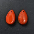 Colgante de lágrima de piedra roja natural 26x15x8mm accesorio de joyería collar pendientes - 26x15x8mm / Jaspe Rojo (Una Pieza)