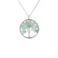 Collana con ciondolo albero della vita in pietra cristallo avventurina verde filo d'argento - Aventurina verde
