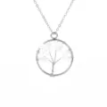 Collana con ciondolo albero della vita in filo d'argento con cristalli naturali. - Cristallo Bianco Sintetico