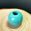 Turquoise round loose bead with large hole, handmade DIY jewelry crafting material. - 16mm Bead (5mm Hole) / Synthetic Turquoise Bead
