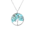 Stunning natural turquoise crystal chip tree of life wire wrapped pendant necklace - Synthetic Blue Turquoise
