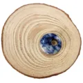 Natural gemstone safety buckle pendant blue white stone DIY jewelry accessory charm side hole - Diameter 18mm Hole 5.5mm / Blue Spot Jasper