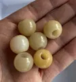 Natural stone agate jade barrel beads large hole round beads for handmade DIY jewelry making - 16mm Bead (5mm Hole) / Yellow Jade Bead