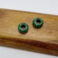Green black striped large hole beads gemstone flat abacus wheel DIY jewelry accessories - Malachite