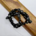 Black heart-shaped natural stone loose beads for DIY jewelry making and craft accessories. - Black Agate Approx. 38 Beads/String