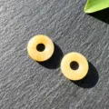 Yellow crystal safety buckle jade donut pendant DIY jewelry accessory charm gemstone bead - Yellow Jade