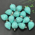 Natural turquoise teardrop stone pendant necklace jewelry accessories DIY crystal charm. - Turquoise