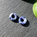 15mm blue natural stone peace buckle DIY jewelry craft accessory smooth round donut bead - Blue Spot Jasper