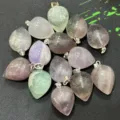 Natural stone crystal teardrop pendant rose quartz strawberry crystal jewelry wholesale - Fluorite