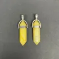 Pendente a colonna esagonale in cristallo di pietra naturale, collana quarzo giallo accessori. - Pietra Gialla