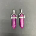 Pietra naturale cristallo agata ciondolo colonna esagonale collana gioielli quartz - Viola