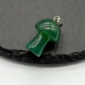 Green agate crystal mini mushroom pendant DIY natural stone carved jewelry accessory charm - Green Agate (1 Piece)