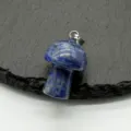 Natural Lapis Lazuli gemstone mushroom pendant charm with silver bail, 2cm mini size. - Lapis Lazuli (1 Piece)