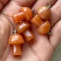 Natural crystal stone mini mushroom pendant 2cm cute gemstone DIY jewelry making charm - Red Aventurine