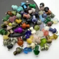 Natural crystal stone mini mushroom pendant DIY gemstone carved charm jewelry decoration - Mixed Colors