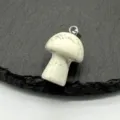 Natural stone mini mushroom pendant crystal agate DIY jade carved jewelry accessory for necklace - White Turquoise (1 Piece)