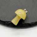 Natural crystal stone mini mushroom pendant diy jade gemstone jewelry accessory for necklace - Yellow Jade (1 Piece)