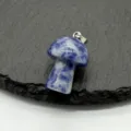 Natural stone mini mushroom pendant crystal DIY jade carved necklace jewelry accessory - Blue Spot Jasper (1 Piece)