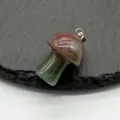 Natural Crystal Agate Mushroom Pendant Small Gemstone Carved Jewelry Pendant Variant - Indian Agate (1 Piece)