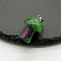 Natural crystal stone mini mushroom pendant 2cm cute DIY gemstone jewelry charm accessory - Ruby Zoisite (1 Piece)
