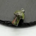 Natural gemstone mini mushroom pendant crystal agate jade carved DIY jewelry accessory 2cm - Dragon Blood Jasper (1 Piece)