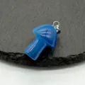 Blue agate crystal mini mushroom pendant DIY jewelry accessory cute stone charm necklace. - Blue Cat Eye Stone