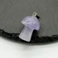 Natural crystal mini mushroom pendant 2cm gemstone carved charm for DIY jewelry making. - Colorful Fluorite