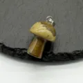 Natural stone mini mushroom pendant, brown quartz crystal gemstone charm for DIY jewelry making. - Domestic Picture Jasper