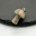 Natural stone mini mushroom pendant, cute crystal agate carved DIY handmade necklace accessory. - Orange Stone