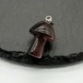 Mini natural crystal agate mushroom pendant 2cm carved crystal DIY jewelry accessory charm - Brown Cat Eye Stone