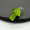 2CM mini green crystal mushroom pendant, natural agate DIY jade necklace charm decor. - Light Green Cat Eye Stone