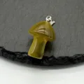 Natural crystal agate mushroom pendant DIY jade carved small pendant decorative item - Brownish Yellow Cat Eye Stone