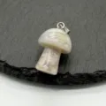 Natural gemstone crystal agate mini mushroom pendant DIY jewelry carving accessory charm 2cm - 1pc Cherry Blossom Agate