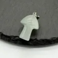 Natural Crystal Stone Mini Mushroom Pendant Jade Carved Healing Gemstone Charm DIY Jewelry - White Cat Eye Stone