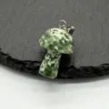 Mini natural green stone mushroom pendant crystal DIY necklace charm fashion accessory. - 1pc Blue Spotted Jasper