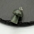 Natural green stone mushroom pendant 2cm mini crystal jade carving DIY accessory - 1pc African Bloodstone