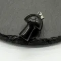 2cm Natural Black Crystal Mushroom Pendant Stone Carved DIY Gemstone Jewelry Accessory - Obsidian (1 Piece)