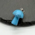 Mini blue turquoise mushroom pendant gemstone charm for DIY jewelry making accessories - Synthetic Blue Turquoise