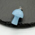Light blue crystal stone mushroom pendant, 2cm mini gemstone DIY jewelry charm for necklace. - Dyed Aquamarine Look Stone