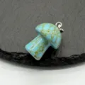 Mini Turquoise Stone Mushroom Pendant Crystal Carving DIY Jewelry Decoration Charms - Synthetic Gold Vein Turquoise