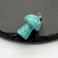 Turquoise stone mushroom pendant with silver metal bail, natural crystal gemstone jewelry. - Synthetic Turquoise